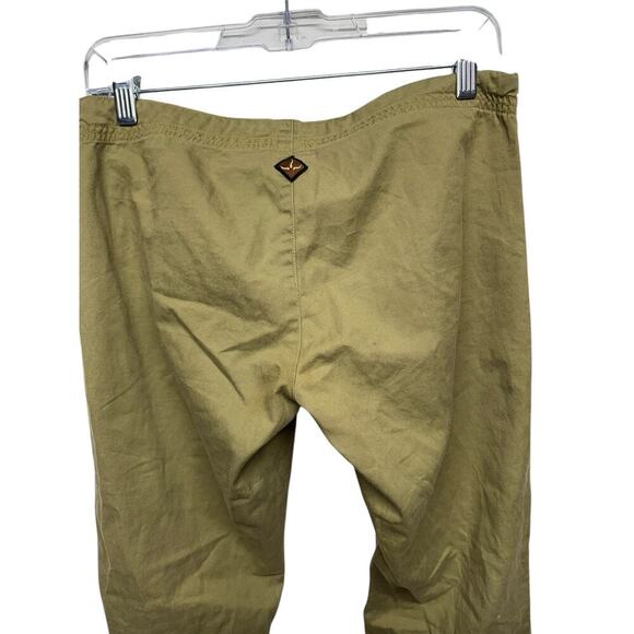 prAna Green Cotton Drawstring Utility pant with flare leg w/Embroidery Size XS - Picture 4 of 14